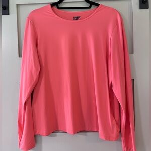 Lands' End Pink Long Sleeve Relaxed T-Shirt
